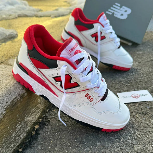 NB 550 WHITE RED BLACK