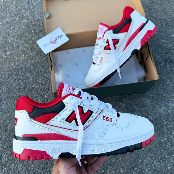 NB 550 WHITE RED BLACK