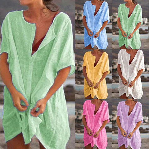 Camisa Larga Savose De Algodón y Lino™ Moda 2022
